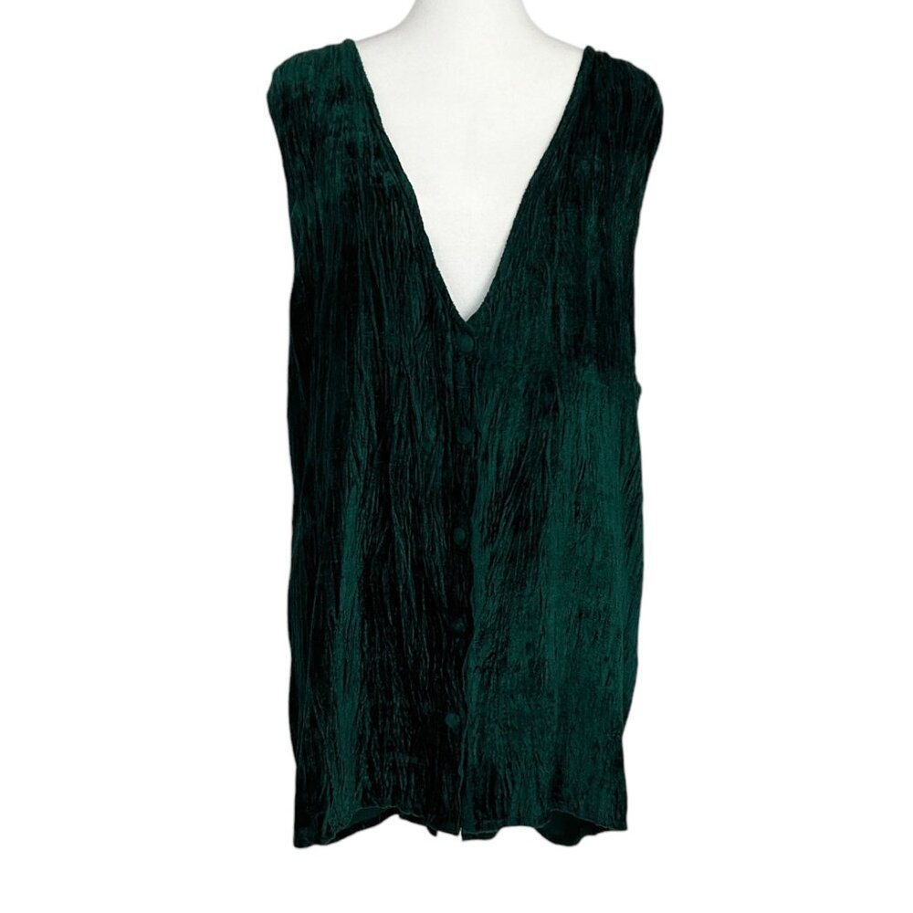 Bila Crushed Velvet‎ Sleeveless Green Vest (L/XL)